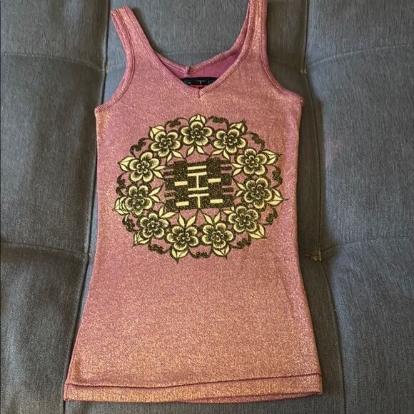 Custo Barcelona Chic High Illustration Couture Tank Top with Floral Design. - Picture 1 of 5